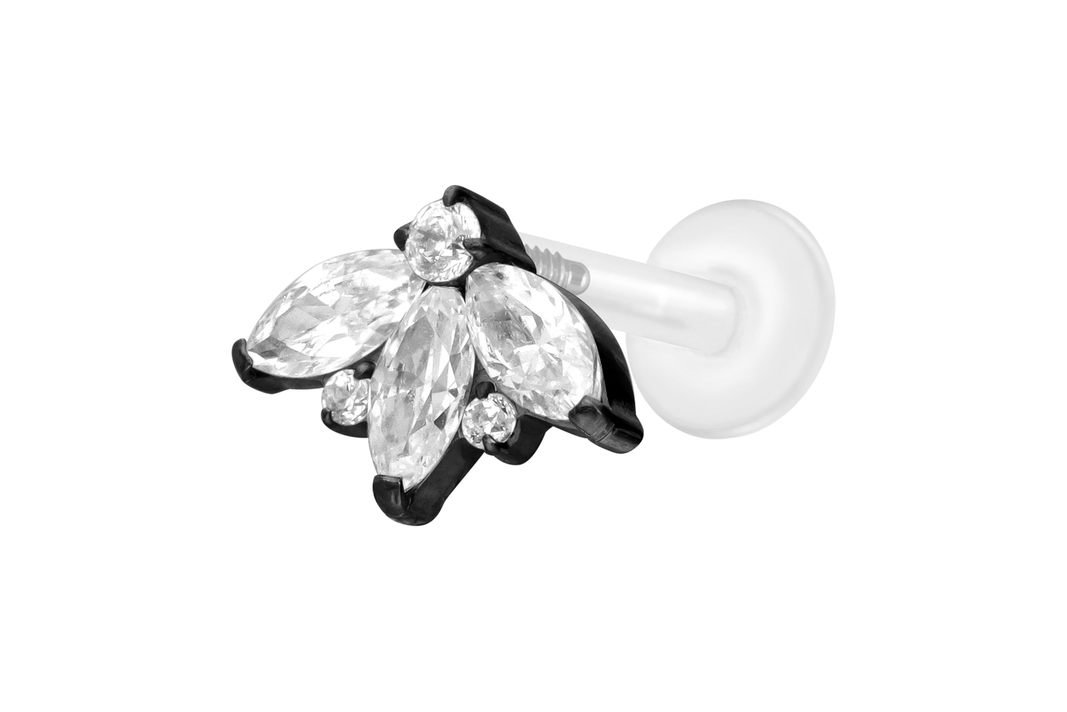 PTFE Labret Piercing mit Innengewinde + Titan-Aufsatz LOTUSBLÜTE